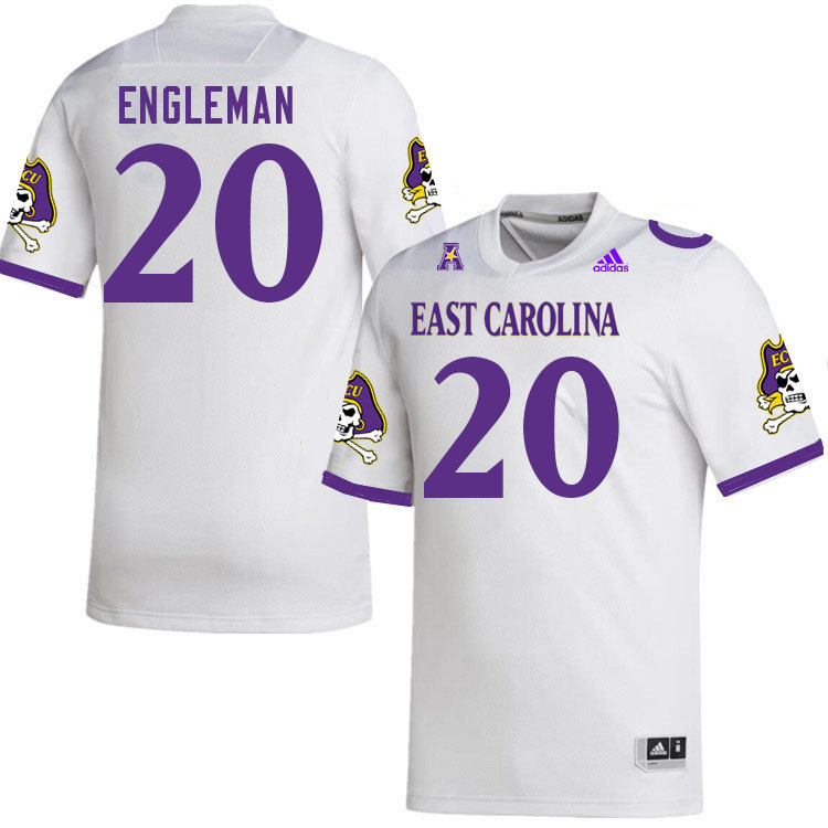 Men #20 TJ Engleman ECU Pirates College Football Jerseys Stitched-White